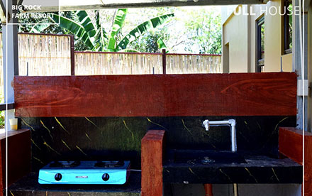 Gas Stove and washing area.